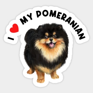 I Love My Pomeranian Cute Pomeranian Puppy Dog Sticker